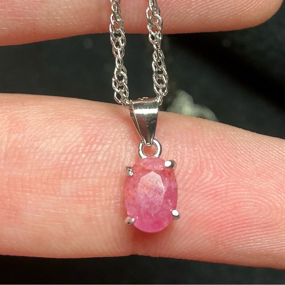 Natural Ruby Pendant Necklace 925 Stamped Sterling Silver Ruby Necklace